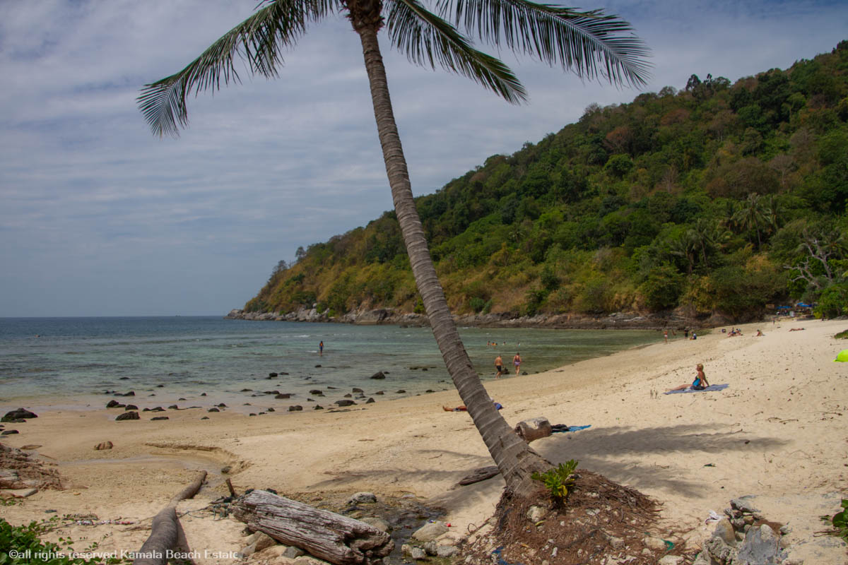 Tranquil Merlin Beach with clear waters and a rocky shoreline.