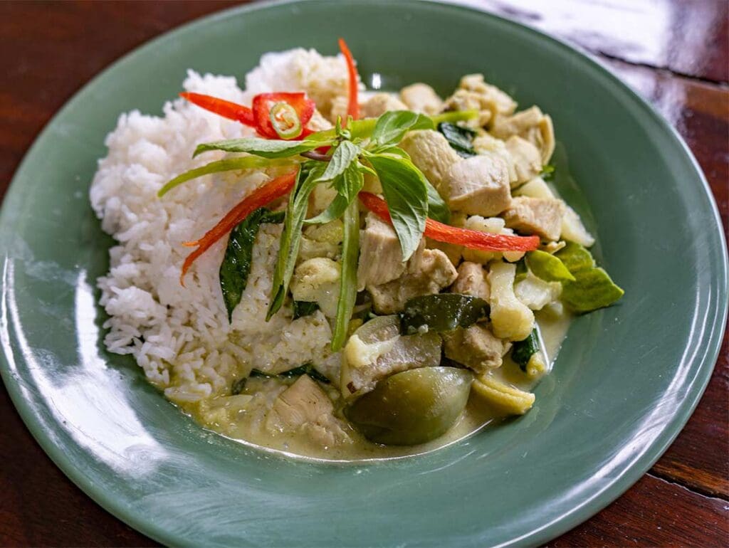 Thai Green curry on a plate